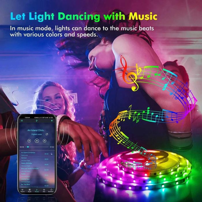 Banda LED RGB color, USB, 5V, smart, bluetooth, 5 metri, 150 leduri