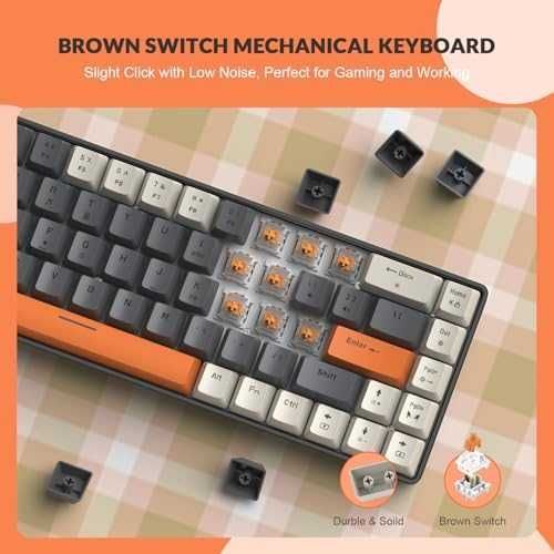 Механична клавиатура Yindiao T8 RGB 60% Brown