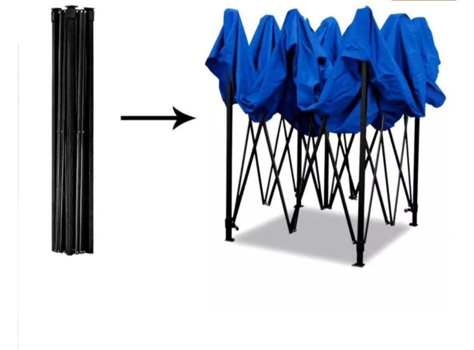 Cort Pavilion 3x3m Albastru Pliabil Cadru Metal
