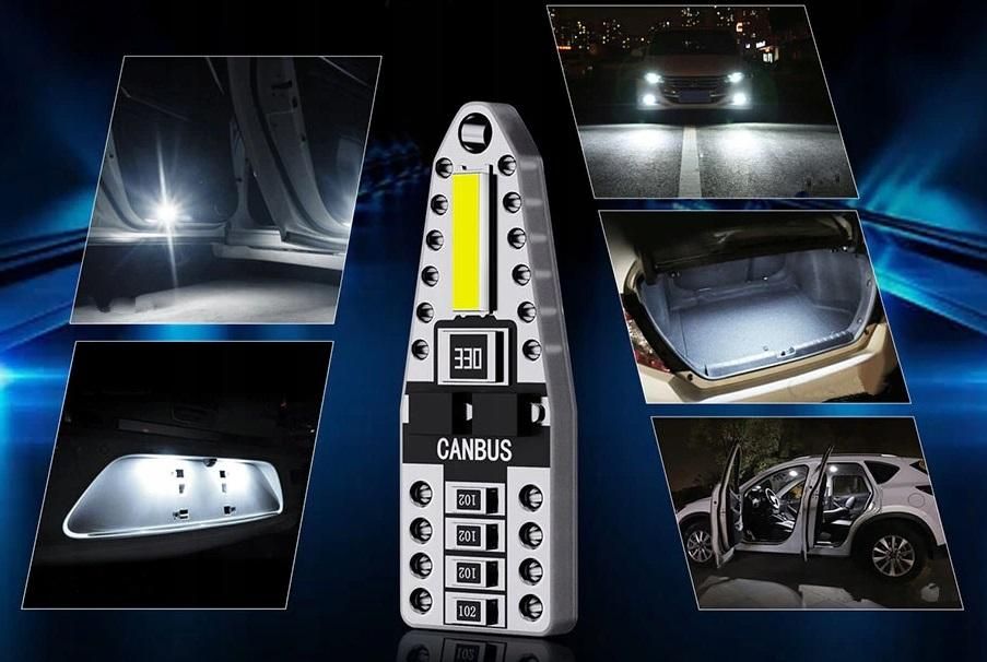 комплект 2 броя диодни габаритни крушки t10 led can bus 2 smd 7020 ...