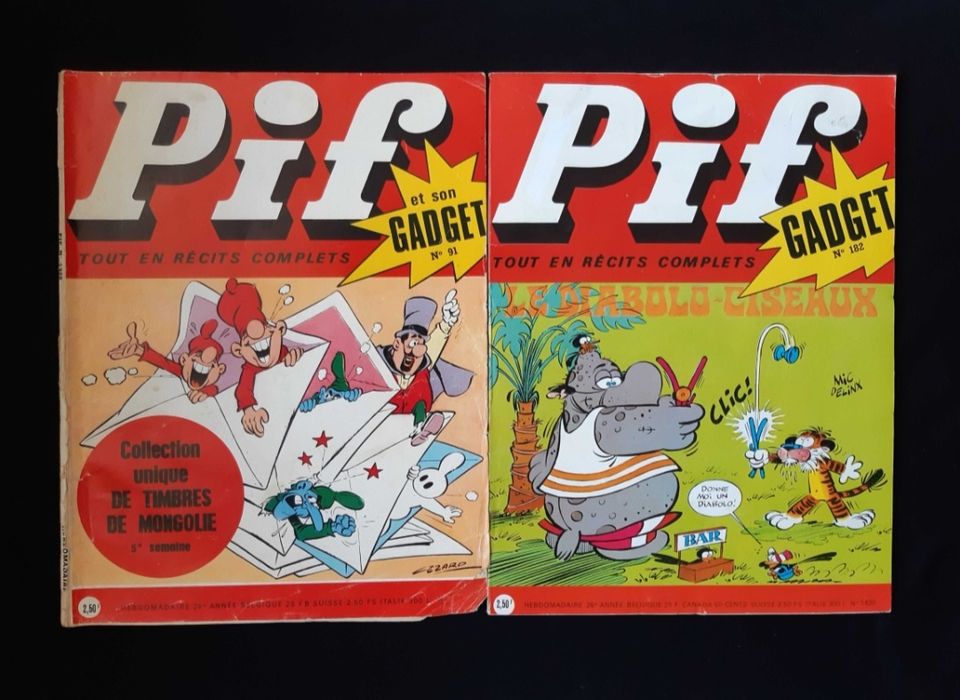 ЛОТ Стари Френски Комикси Pif Gadjet 12 Броя