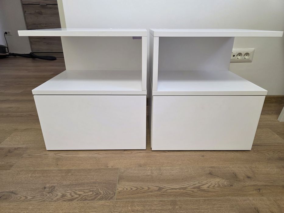 Vand noptiere MDF alb mat