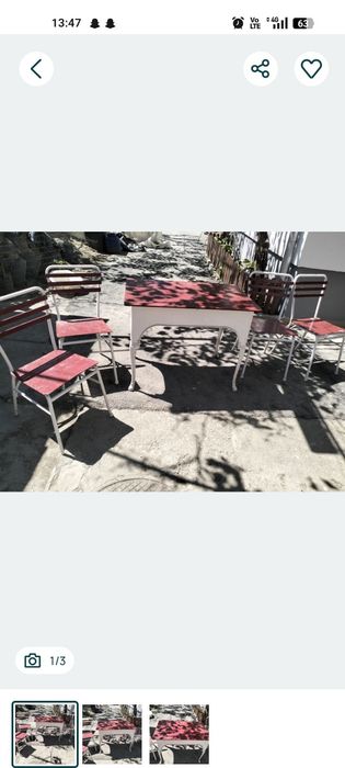 Vând masă cu scaune metalica