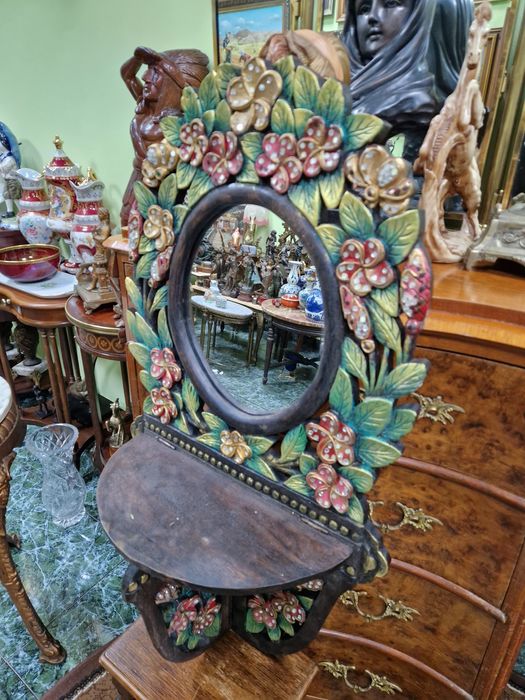 Много старо английско антикварно дървено огледало