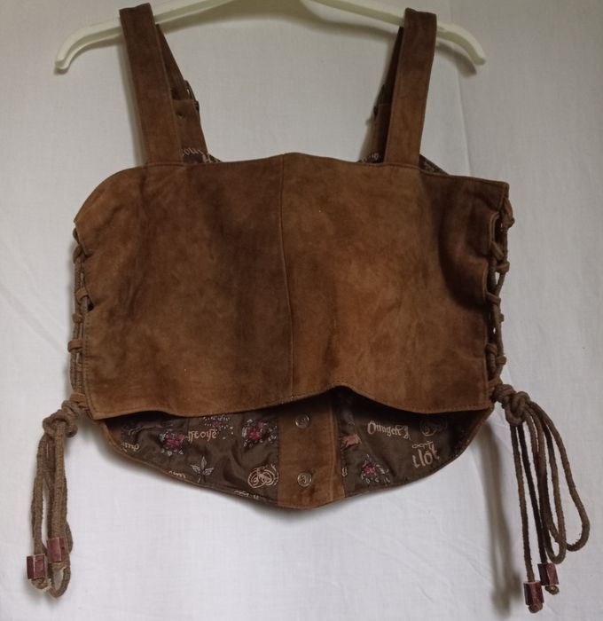Vesta scurta piele naturala retro - vintage S - M maro