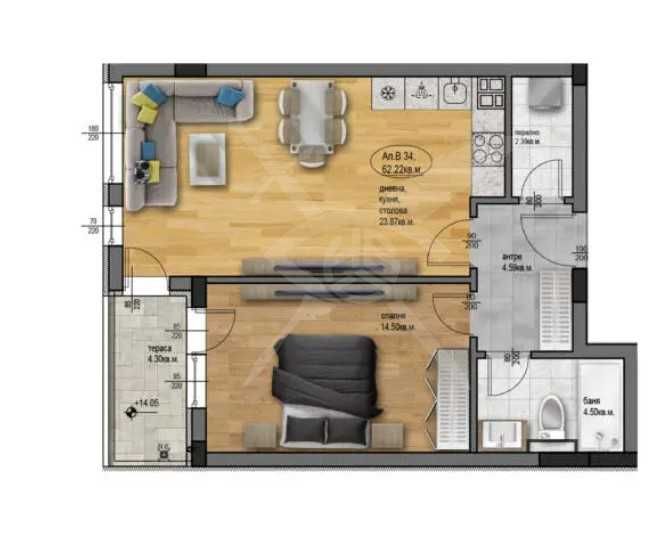 Двустаен апартамент Остромила 199-14855