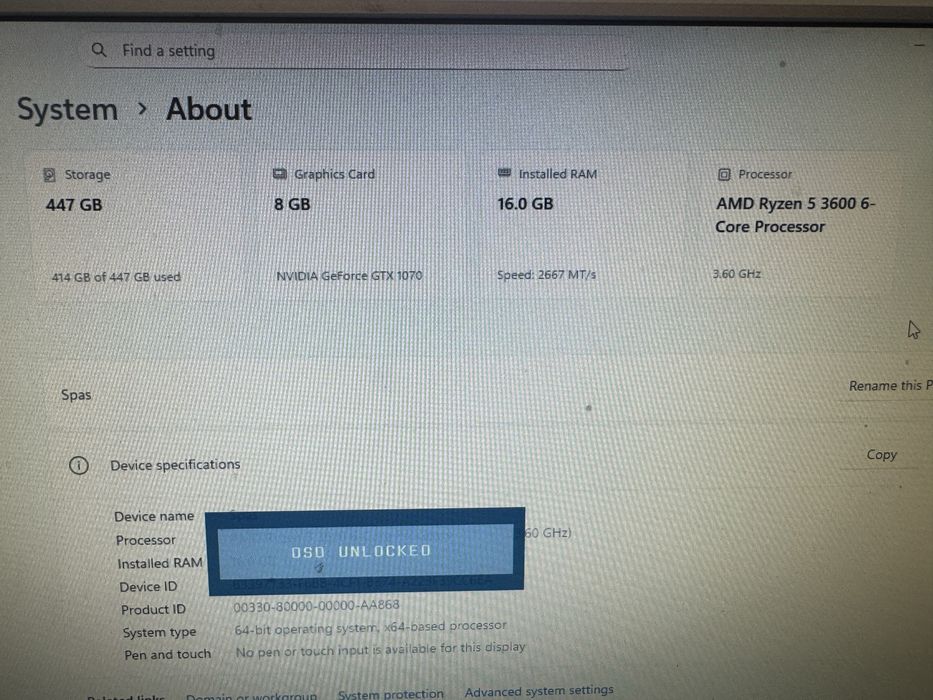 Gaming PC – Ryzen 5 3600 / GTX 1070 / 16GB RAM / 480GB SSD