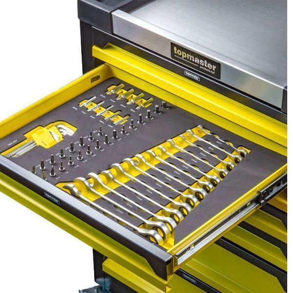 Шкаф с инструменти topmaster, 7 чекмеджета, 182 части, 4 модула