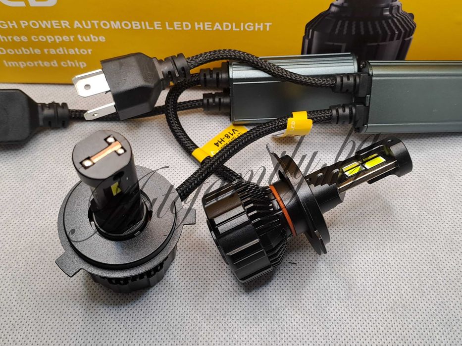 H4 LED 120W 20,000lm Триточково охлаждане с месинг+вентилатор V18