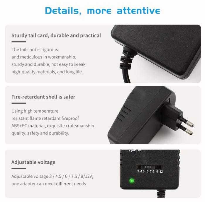 3V~24V Регулируемо Зарядно Универсално Захранващ Адаптер Потенциометър