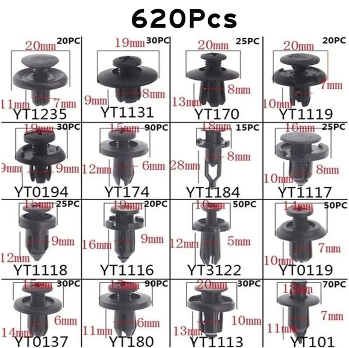 Clipsuri auto pentru fixare 620+30 buc.