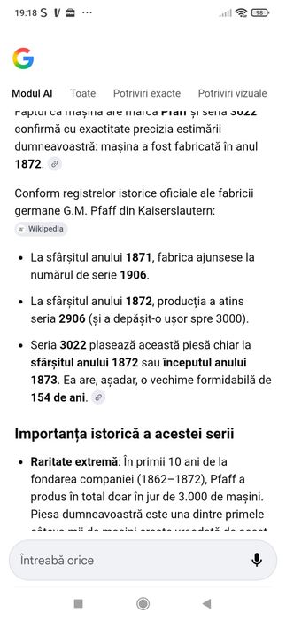 Mașina de cusut singer veche de 154 ani