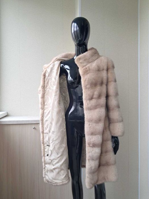 Haina blana vizon , nurcă naturală Bej ANNABELLE  m.L-XXL