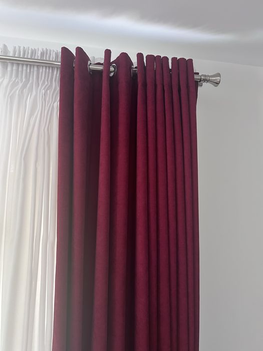 Set complet perdea + draperii + galerie dublă pentru living – stare foarte bună