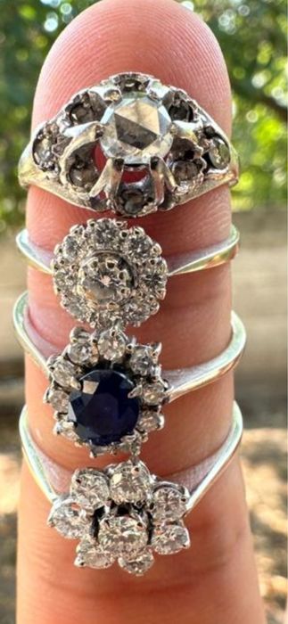 Lot inele aur 18 k si diamante naturale certificate geamologice