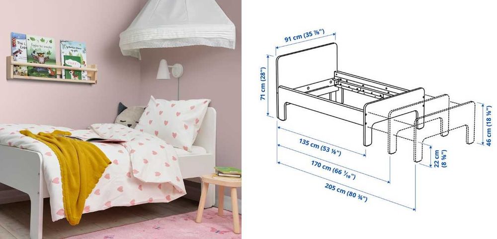 2* Patut Extensibil Ikea SLÄKT - 130/165/200cm