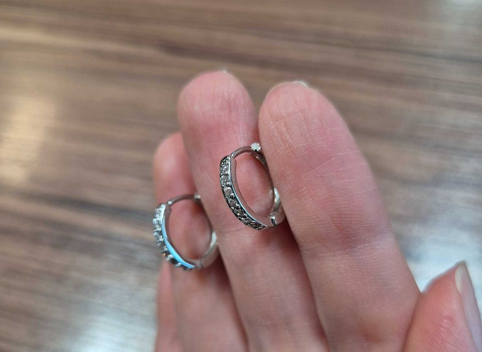 Нови сребърни обици сребърни обеци сребърни халки с камъчета