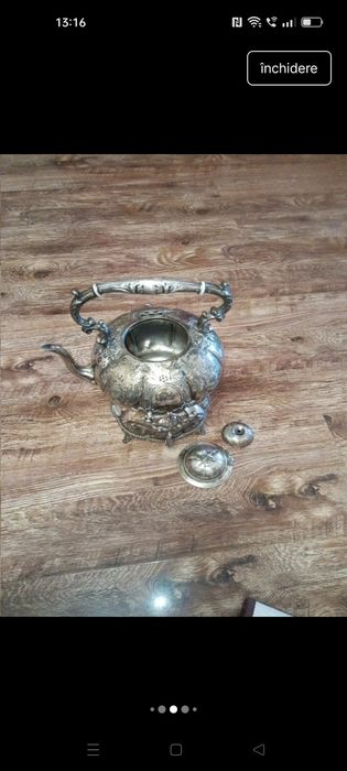 Ceainic placat cu argint masiv
