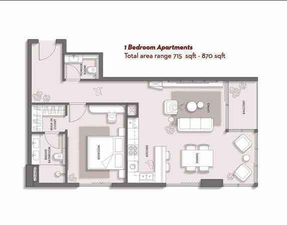 Апартаменти с 1 спалня, напълно обзаведени Jumeirah Garden, Дубай, ОАЕ