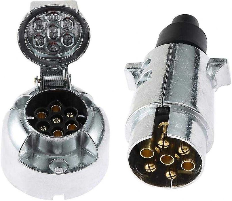 Комплект Метална Букса за ремарке 7 PIN щепсел гнездо PVC Букса 7 ПИН