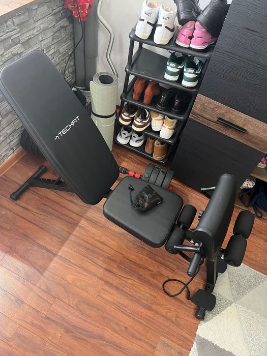 Bancă de antrenament, set gantere reglabile 40kg, bară Z