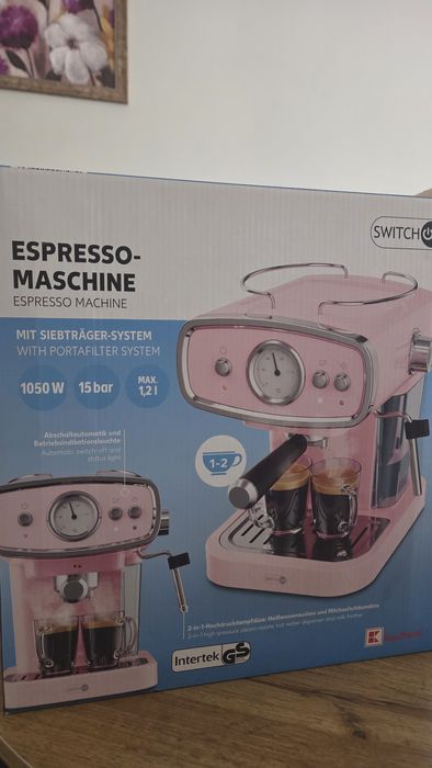 Aparat espresso retro roz