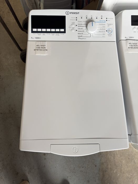 Masina de spalat rufe verticala 7kg Indesit BTW7251CFR factura si garantie 12 luni