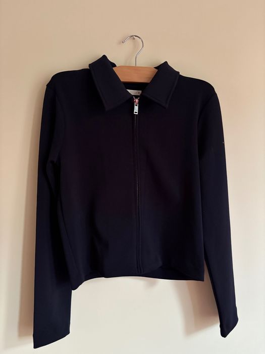 Тъмносиня блуза с цип ZARA