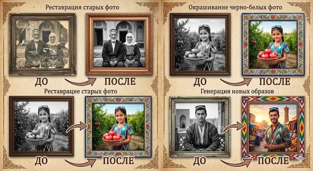 Реставрация, окраска,  старых фото, создание нового образа