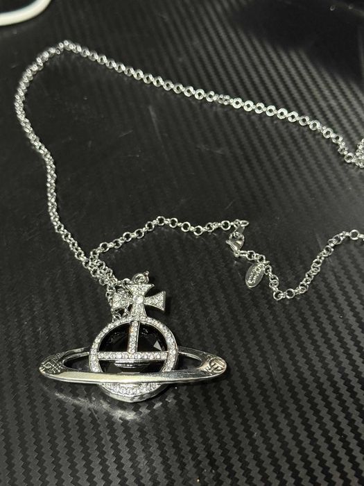 Lant Vivienne Westwood Iced Stone Pendant Negru