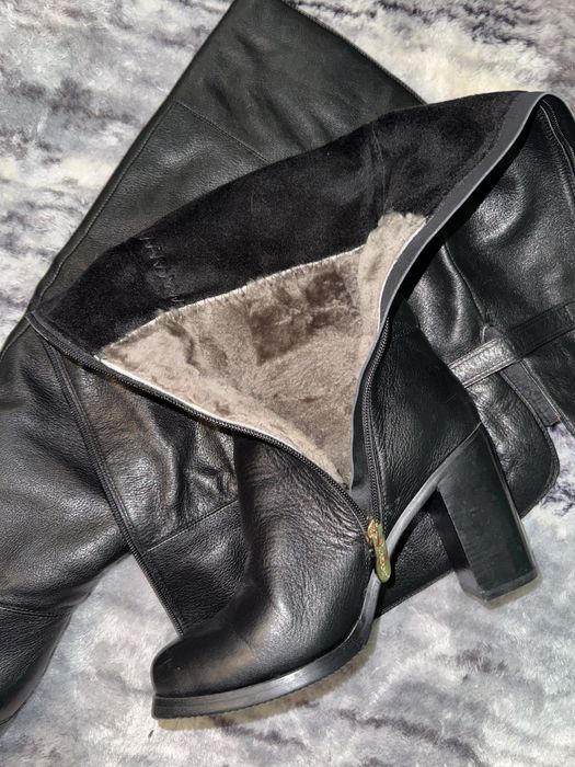 Ботфорты, кожа, мех натуральные, 38 размер, б.у, в идеальном состоянии