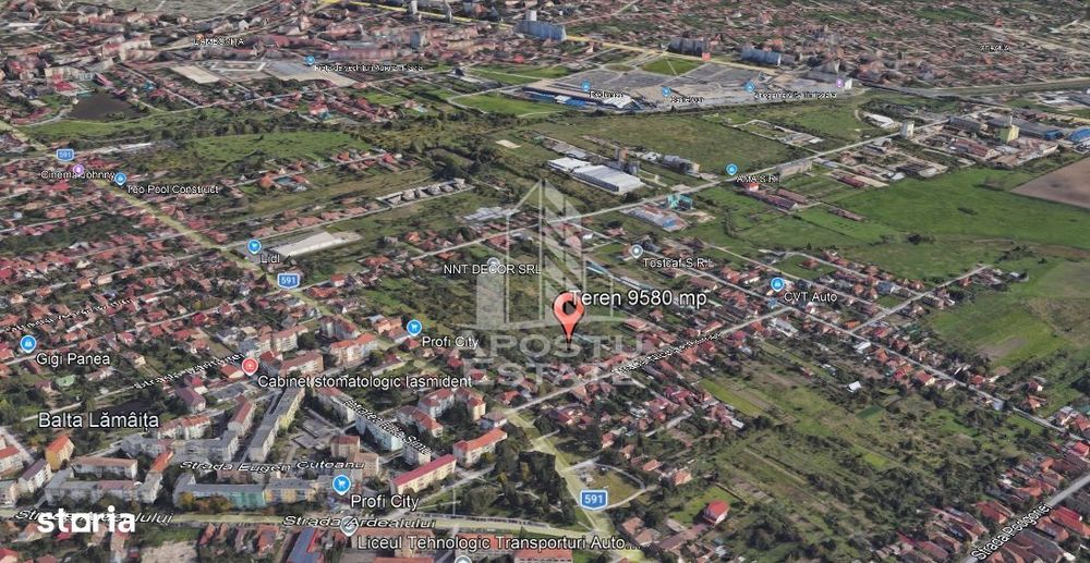 Teren de vanzare 9580 mp, acces de pe doua strazi, Freidorf, Timisoara