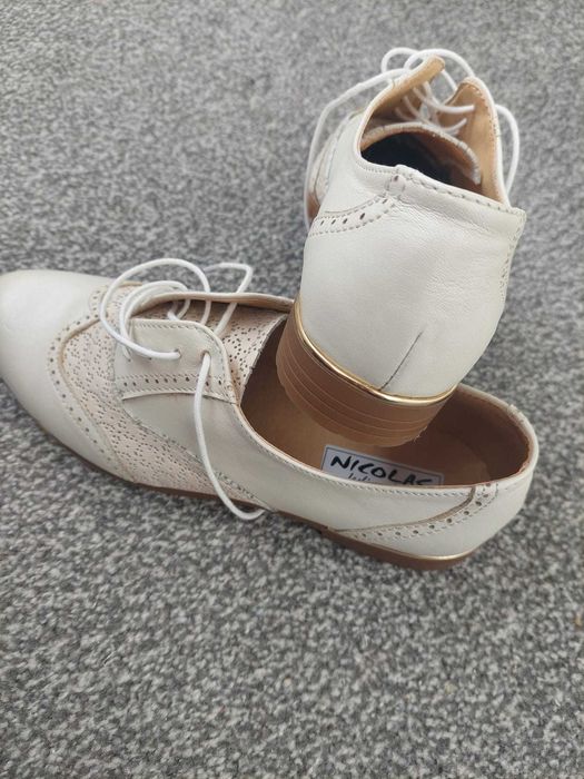 Pantofi oxford din piele, crem