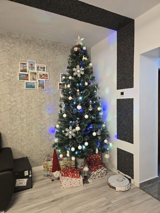 Brad cu lumini led si fibra optica luminata  2.5 metri 250 cm