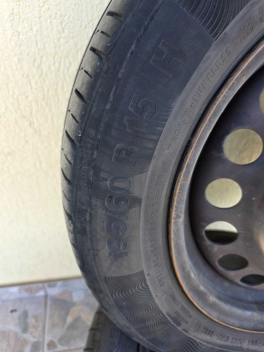 4 Roti de vara, janta tabla otel, 6Jx15 h2 15 inch,4x100, cu Anvelopa Continental si Dunlop
