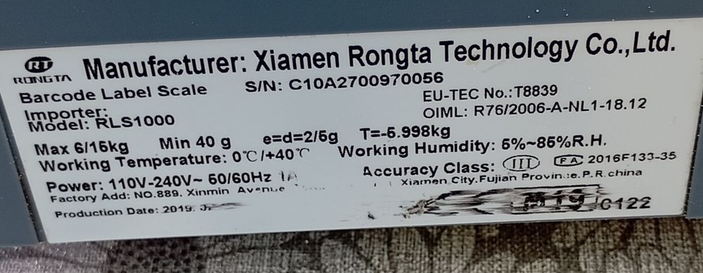 Весы Rongta rls1000