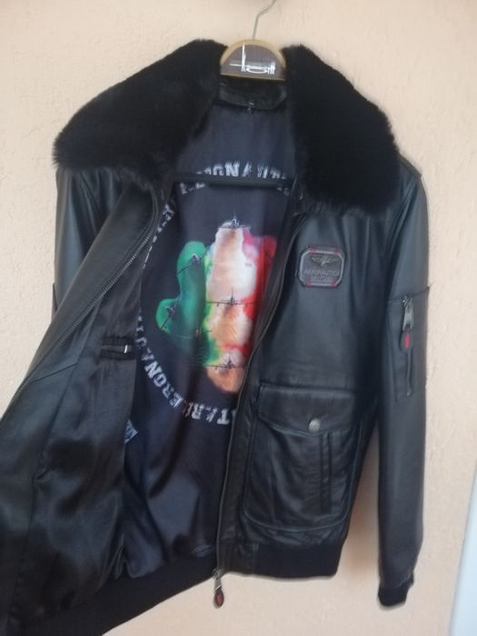 Geaca piele bărbati Aeronautica Militare Aviator S