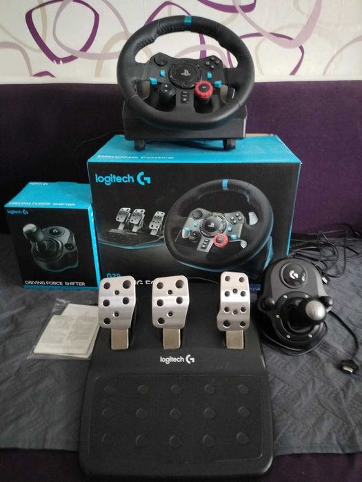 Logitech G29 + Shifter + Педали – Пълен комплект с кутии и инструкции