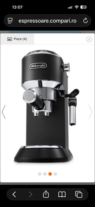 Espressor manual Delonghi Dedica Style EC 685 1300W 15Bar Negru
