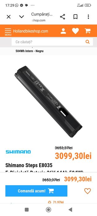 Baterie bicicleta Shimano BT e8035 și BT e8020