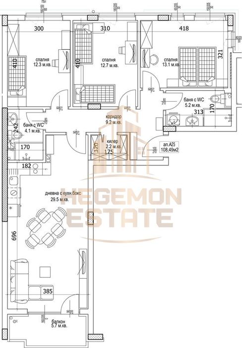 4-стаен в Варна-Кайсиева градина площ 127 цена 162045
