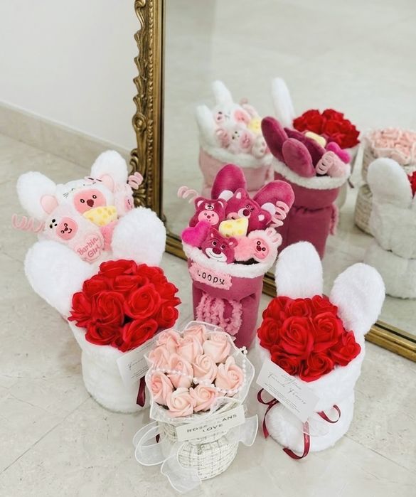 Мыльные и игрушечные букеты