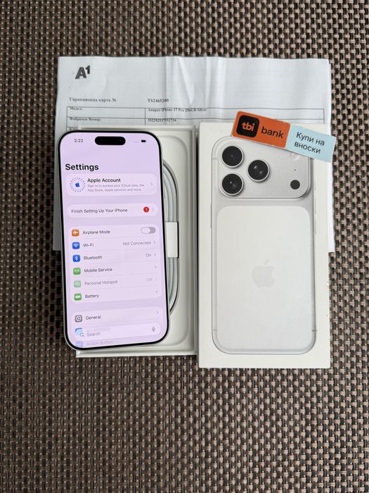 ЛИЗИНГ*86лв/м iPhone 17 Pro Silver* 256 айфон 17 про Бял