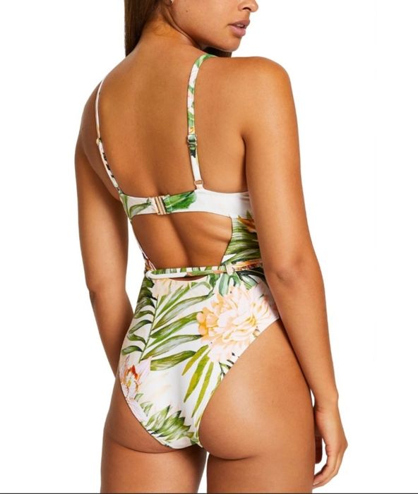 Costum de baie crem cu imprimeu River Island mas 36/S nou cu eticheta
