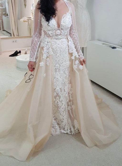 Rochie de Mireasă tip sirenă cu Trenă detașabilă