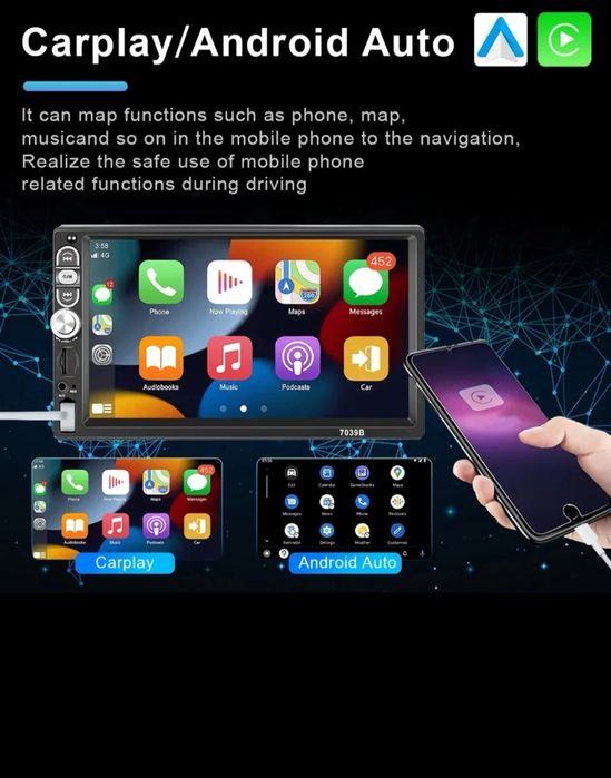 Мултимедия 1 дин с андроид ауто медиен плеар (pioneer alpinne sony jvc