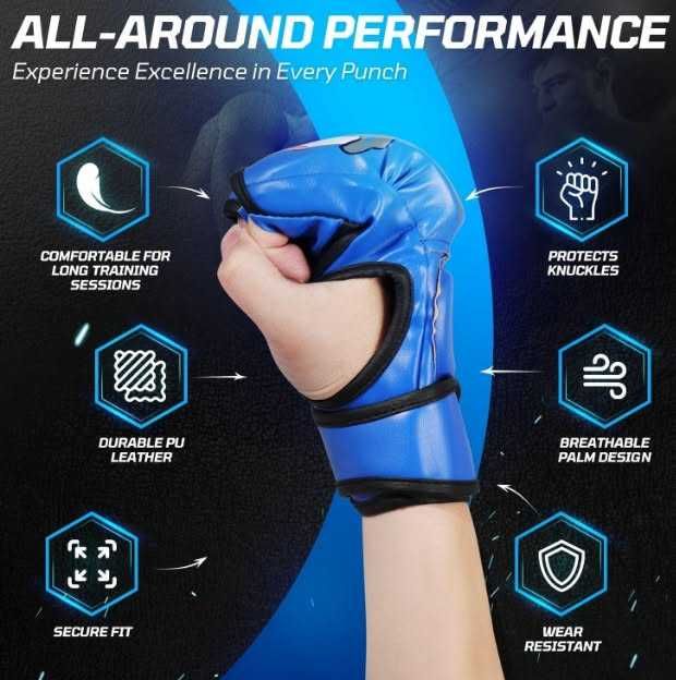 MMA ръкавици без пръсти Flexzion, боксови ръкавици MMA, кикбокс, карате, таекуондо, за възрастни