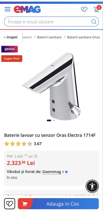 Baterie lavoar Senzor Oras Electra , infrarosu . Grohe