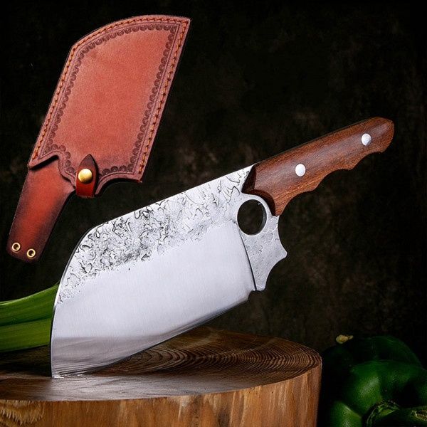 Масивен месарски сатър Cutler c кожена кания