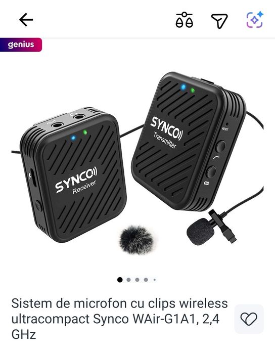 Sistem de microfon cu clips wireless ultracompact Synco WAir-G1A1, 2,4 GHz